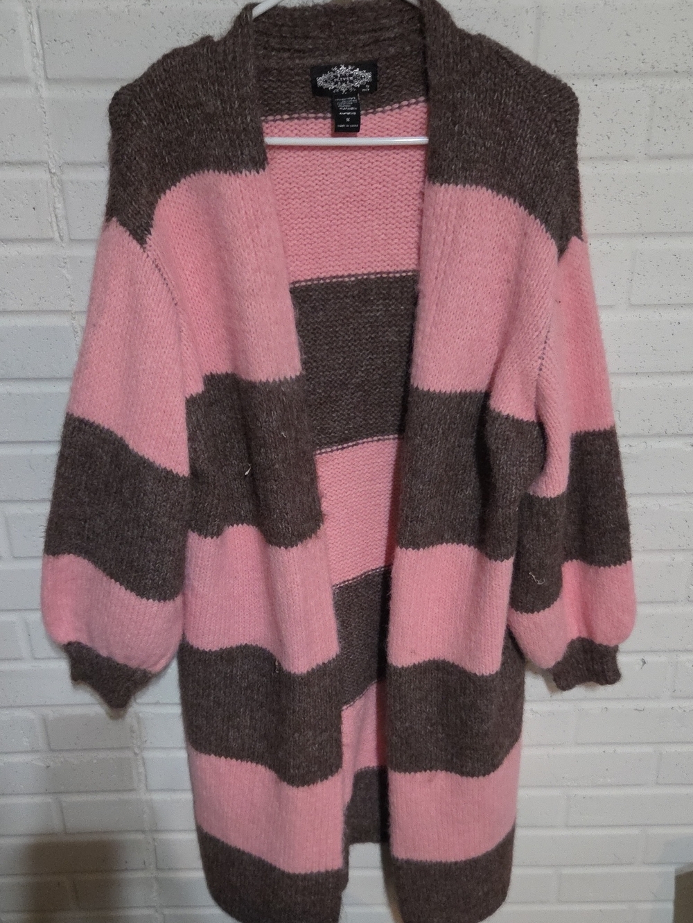 Cozy Striped Open-Front Cardigan Sweater - Pink & Brown